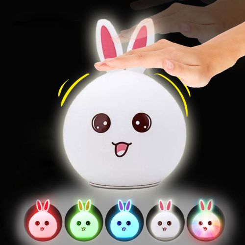Дитячий нічник силіконовий зайчик Rabbit Silicone Lamp ZH-03 настільний бездротовий акумуляторний світильник лампа зайчик кролик з вушками LY-271