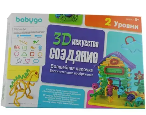 Дитячий гнучкий конструктор чарівні палички Babygo 2 рівень 62 деталі, гра гнучкий конструктор з гнучкими деталями 3D для дітей Різнокольоровий