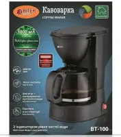 Крапельна кавоварка Bitek BT - 100 2800W зі скляним кавником 1000мл кави, Електрична кавоварка Битек з постійним фільтром від мережі Чорна