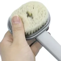 Масажна щітка Body brush CS96T з довгою ручкою для душу з ємністю для миючого засобу, щітка LY-588 36 см з дозатором для масажу спини і тіла