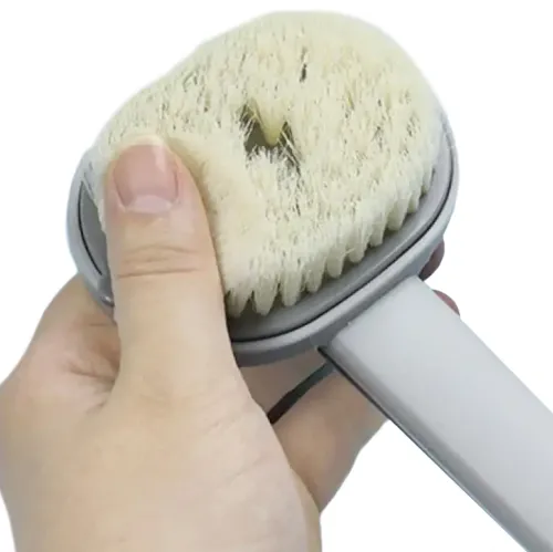 Масажна щітка Body brush CS96T з довгою ручкою для душу з ємністю для миючого засобу, щітка LY-588 36 см з дозатором для масажу спини і тіла