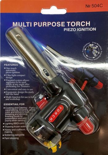 Портативний газовий пальник на балончик Multi Purpose Torch № 504 з туристичний різак з п'єзопідпалом регулюванням полум'я ручний газовий паяльник
