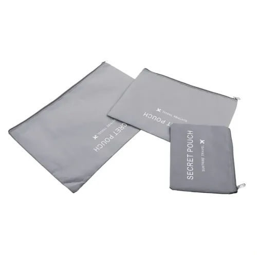 Набор дорожных сумок органайзеров Secret Pouch 6 штук Серые, чехлы мешки для хранения одежды в чемодане, водонепроницаемые для путешествий laundry