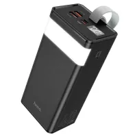 Зовнішній акумулятор з швидкою зарядкою Power Bank Hoco J86 40000mah 22.5 W, Портативна батарея повербанк Хоко 18w з ліхтариком і ремінцем Чорний