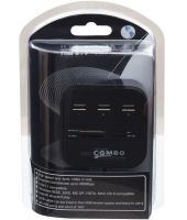 Розгалужувач USB Hub Combo C329 7в1 MicroSD MS M2 MMC, Концентратор хаб картрідер 3 юсб порти до 480 Мбіт/с для комп'ютера і ноутбука Чорний