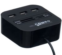 Розгалужувач USB Hub Combo C329 7в1 MicroSD MS M2 MMC, Концентратор хаб картрідер 3 юсб порти до 480 Мбіт/с для комп'ютера і ноутбука Чорний