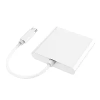Кабель, адаптер, конвертер Buro Type-C на HDMI, USB 3.0, Type C, 3 в 1 концентратор для пристроїв з Type з портом, Перехідник hub розгалужувач білий