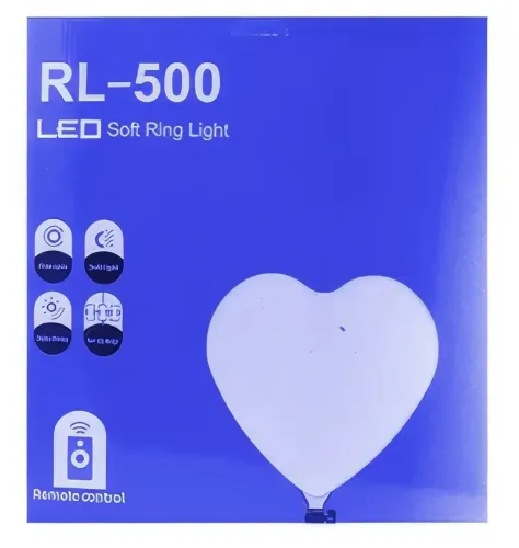 Світлодіодна лампа для фото у вигляді серця LED Light RL-500 30x49 см без штатива для фото і відео, Студійна селфи лампа відеосвітло 3 режими з пультом