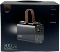 Портативний зарядний пристрій Power Bank KP KG-300 30000 mAh 100w з ліхтариком, зовнішній акумулятор повербанк 30000МАЧ USB Type-C з ручкою Чорний