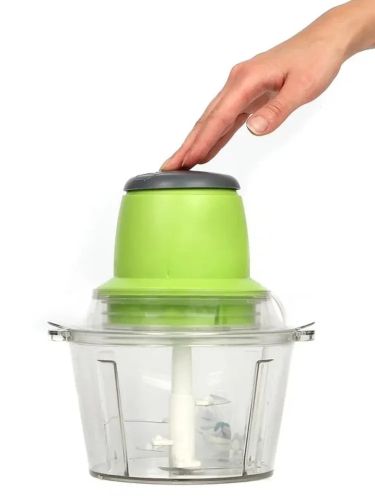 Електричний подрібнювач з двоярусним лезом Leomax блискавка Green ZS-8986 300W 6 в 1 універсальний кухонний блендер зелений подрібнювач-блендер