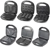 Електрична сэндвичница, бутербродниця Sandwich Maker Opera OP-909 2500W з 6 знімними формами гриль, вафельниця, Горішниця з антипригарним покриттям
