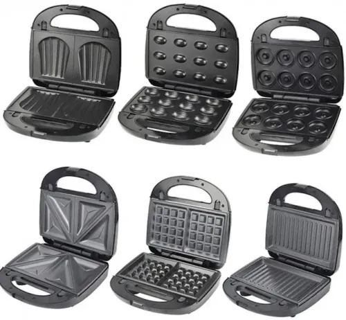 Електрична сэндвичница, бутербродниця Sandwich Maker Opera OP-909 2500W з 6 знімними формами гриль, вафельниця, Горішниця з антипригарним покриттям