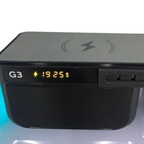 Настольная смарт лампа ночник RGB XM-G3 аккумуляторный с беспроводной зарядкой 15W и Bluetooth колонкой, Блютуз колонка G3 с подсветкой Черная