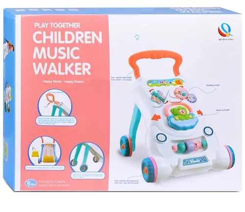 Дитячі розвиваючі ходунки каталка Qichun Toys 696-R15 2в1, Дитячий ходунок Children Music Walker на коліщатках з музичними ефектами для дітей