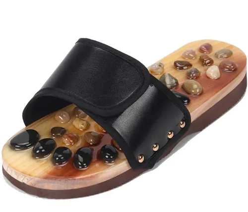 Массажные ортопедические тапочки jade health massage shoes BH-SMS-04 с акупунктурным эффектом для стоп ног, шлепанцы для массажа 36-45 размер Черные