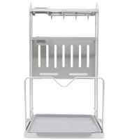 Кухонний органайзер сушарка Kitchen Rack CW-2001H для зберігання і сушіння столових приладів, Підставка стелаж для посуду дощечки і ножів Сріблястий
