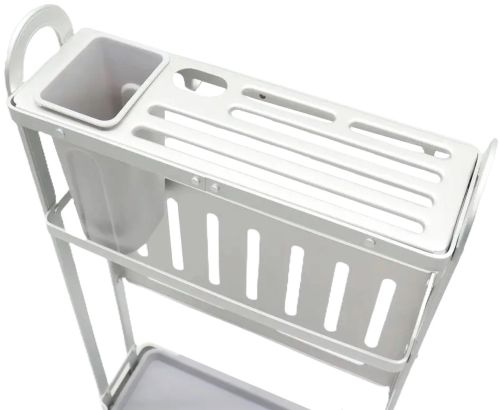Кухонний органайзер сушарка Kitchen Rack CW-2001H для зберігання і сушіння столових приладів, Підставка стелаж для посуду дощечки і ножів Сріблястий