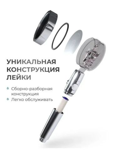 Душова лійка з турбо вентилятором Turbocharged SV - 26 обертається на 360 градусів, насадка для душу турбообертанням, турбо-лійка з малюнком води