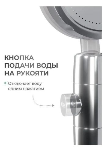 Душова лійка з турбо вентилятором Turbocharged SV - 26 обертається на 360 градусів, насадка для душу турбообертанням, турбо-лійка з малюнком води
