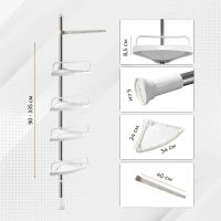 Кутова полиця для ванної, душової Aidesen Multi Corner GY-188, телескопічна розсувна етажерка 4 яруси з регульованою висотою Біла XL-176