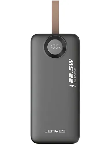 Портативний зарядний пристрій Power Bank Lenyes PX487D 40000mAh 22.5W з LED дисплеєм і кабелями, Зовнішній акумулятор повербанк Lightning Type-C