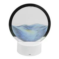 Настольная светодиодная лампа ночник RGB Песочные горы 3D Sandscape с LED подсветкой 7 режимов и подставкой, движущиеся часы с сыпучим песком