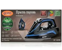 Бездротова парова праска Bitek BT-1297B 3 режими з керамічною підошвою для прасування одягу, Акумуляторна праска 3000W з бездротовою базою Синій