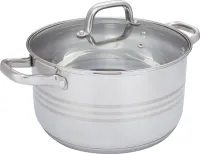 Набір 4 каструль Grant GR-3558 з нержавіючої сталі з кришками, кухонний комплект посуду на 8 предметів Грант GR3558 з антипригарним покриттям