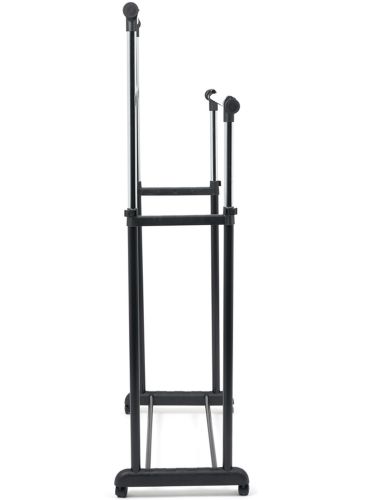 Телескопічна стійка-вішалка для зберігання одягу та взуття Double Pole Clothes Horse підлогова пересувна стійка, подвійна вішалка на коліщатках