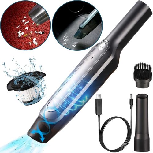 Автомобильный пылесос Car Vacuum 888 аккумуляторный беспроводной USB автопылесос для машины с насадками 60W ручное устройство для чистки авто Серый