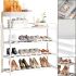 Обувниця з полицею для аксесуарів Araqel Shoe Rack стелаж органайзер для зберігання взуття 60х21х78 см металева стійка на 5 полиць в передпокій Біла