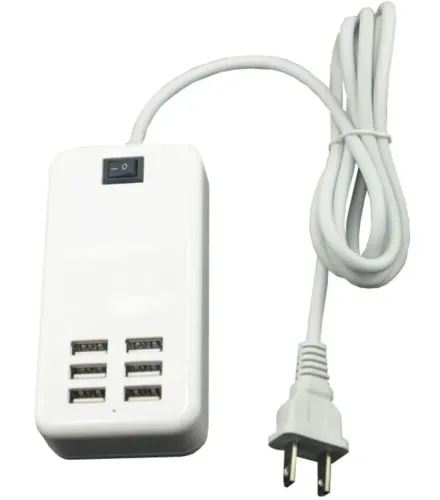 Сетевое зарядное устройство USB Desktop Charger 20W на 6 портов с выключателем, Зарядка адаптер для зарядки телефонов на 6 разъемов от сети Белый