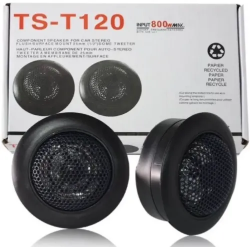 Автомобильные врезные колонки пищалки D=2.5 cm ProAudio TS-T120 500W динамики в авто 2 шт, Акустика TS T120 500 Вт в машину, Автоакустика Черные