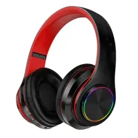 Бездротові накладні навушники Bluetooth B39 Black з мікрофоном підтримкою TF-карти і LED підсвічуванням SD AUX блютуз стерео навушники чорно-червоні