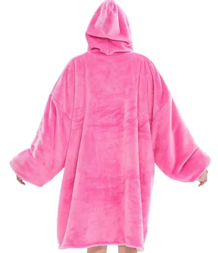 Толстовка-плед з капюшоном Huggle Hoodie Ultra Plush Blanket 2в1 унісекс оверсайз худі плюшевий плед з рукавами на флісі 74х110 см рожева