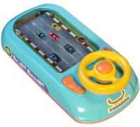 Настільна дитяча гра симулятор водіння Car Racing Adventure з кермом і іграшковими гонками імітація водіння 11 режимів від батарей Бірюзовий