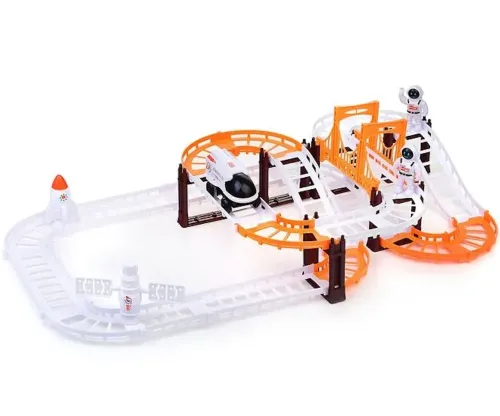 Конструктор космічний автотрек Outer Space Track LT243173 зі звуковими ефектами і світлом з шатлом, мостом і космонавтами 888-86 42 деталі Білий