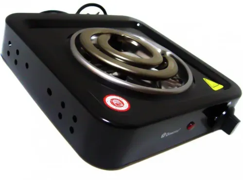 Настільна спіральна електрична плита на одну конфорку Domotec MS-5531 1000w одноконфорочная електроплита з широкою спіраллю і термостатом Чорна