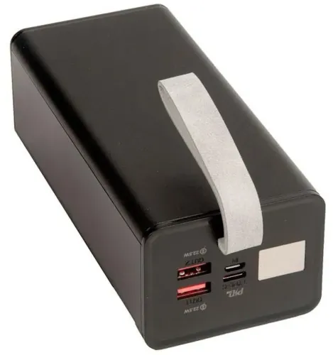 Зовнішній акумулятор з швидкою зарядкою Power Bank Hoco J86 40000mah 22.5 W, Портативна батарея повербанк Хоко 18w з ліхтариком і ремінцем Чорний
