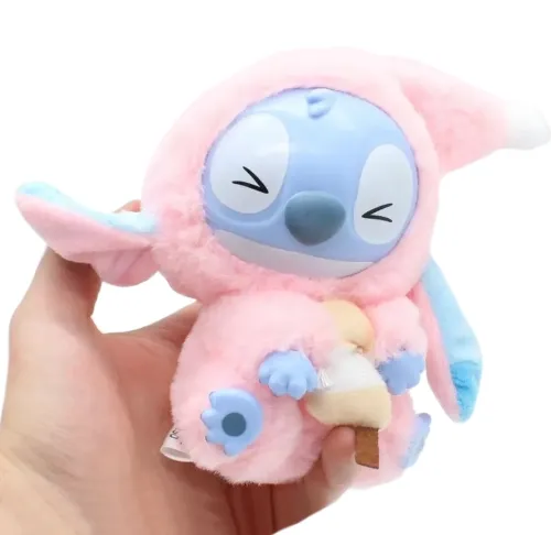 Дитяча плюшева іграшка сюрприз Labubu Stitch Eat Something 16 см, М'яка колекційна фігурка брелок Лабубубу Стіч у піжамі для дітей
