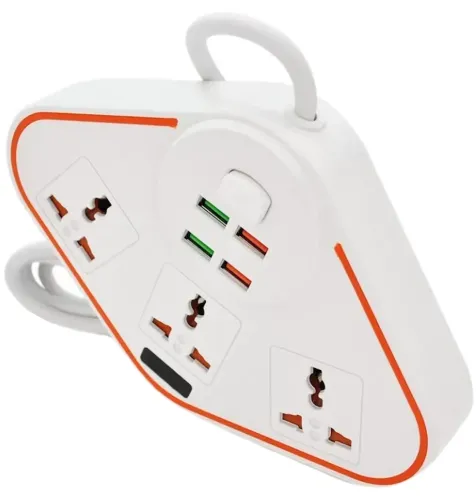 Універсальний мережевий фільтр подовжувач Anti-Static Socket Remax BKL-07 на 3 розетки 4 USB 3.4 A, електричний трійник з запобіжником PS07 Білий