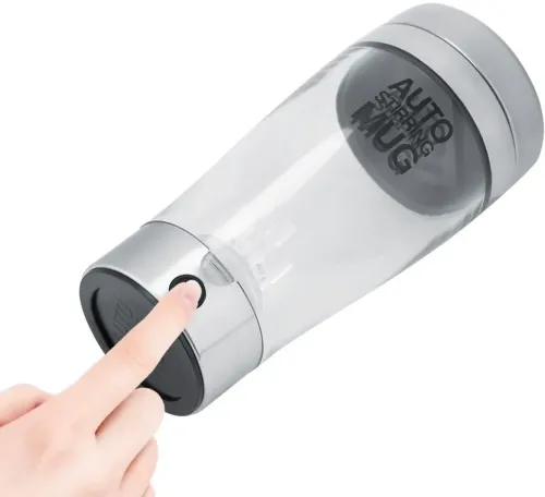Автоматична прозора кружка мішалка Auto Stirring Mug 400 мл, Термокружка шейкер з міксером для розмішування кави, смузі коктейлів на батарейках