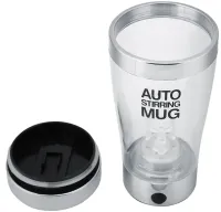Автоматична прозора кружка мішалка Auto Stirring Mug 400 мл, Термокружка шейкер з міксером для розмішування кави, смузі коктейлів на батарейках