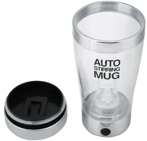 Автоматична прозора кружка мішалка Auto Stirring Mug 400 мл, Термокружка шейкер з міксером для розмішування кави, смузі коктейлів на батарейках