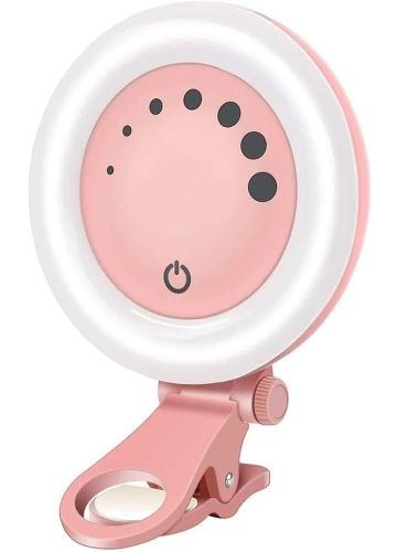 Світлодіодне LED селфи лампа кільце Ring Light Rhodesy F - 508 на телефон, світлова акумуляторна підсвічування з затискачем і регулюванням яскравості для фото