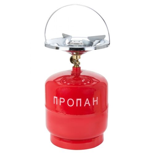 Туристичний газовий балон Пропан УКП-83 з пальником 8 л, туристичний газовий балон з пальником 3 кг червоний, 8 літрів