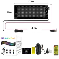 Гнучкий екран Matrix Panel JTPD-03-011 7х17.3 см 16х32 LED світлодіодна рекламна RGB стрічка в авто, рядок, що біжить, з пультом і Bluetooth WiFi