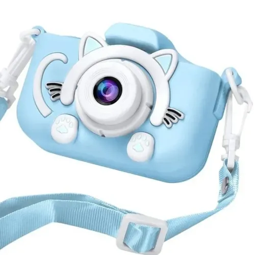 Дитячий цифровий фотоапарат Smart kids Kitty XO XJ01 з селфи камерою і відео зйомкою 600mAh, Камера Котик 2 " з вбудованими іграми для дітей Синій