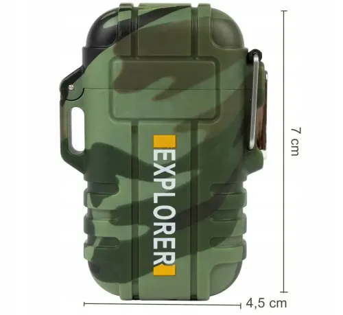 Електроімпульсна дугова висувна запальничка Explorer F13 дві дуги від USB, акумуляторна електрозажигалка з захистом від вітру і полум'яною дугою
