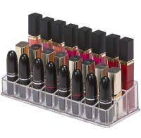 Універсальний акриловий органайзер підставка Lipstick Shelf на 24 комірки для зберігання косметики і помади Контейнер для макіяжу і дрібниць прозорий